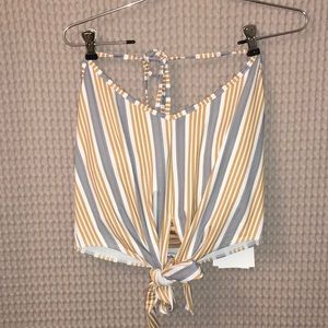 Kortni Jean Tied-Up Top XXL Brown+Black Stripe